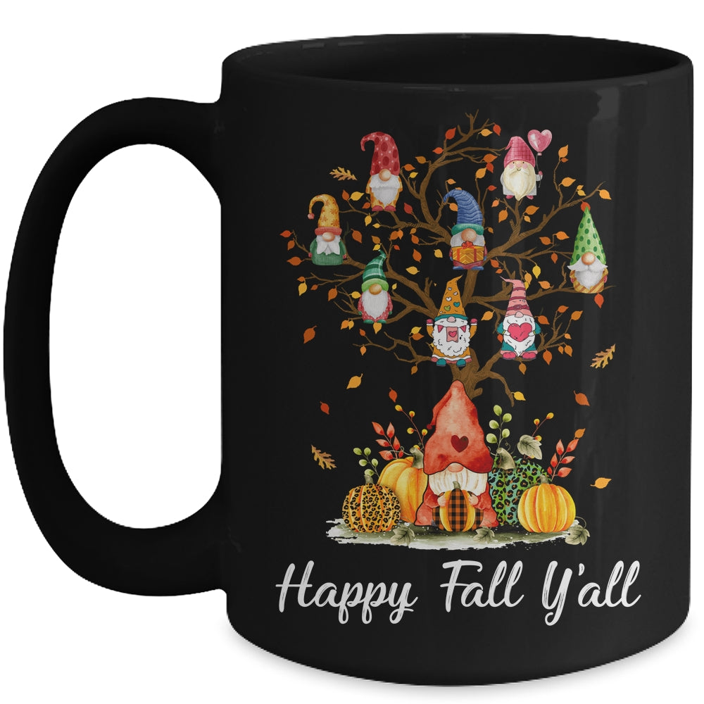 Happy Fall Yall Gnomes Pumpkin Autumn Tree Thanksgiving Mug | teecentury