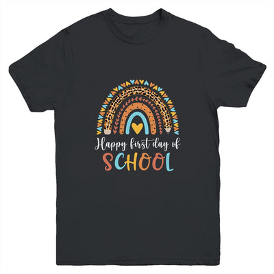 Happy First Day Of School Funny Leopard Rainbow Youth Youth Shirt | Teecentury.com