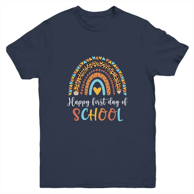 Happy First Day Of School Funny Leopard Rainbow Youth Youth Shirt | Teecentury.com