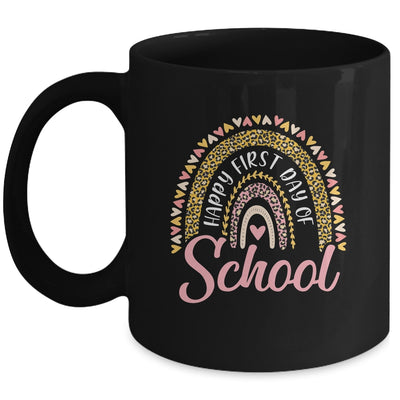 Happy First Day Of School Leopard Rainbow Back To School Mug | teecentury