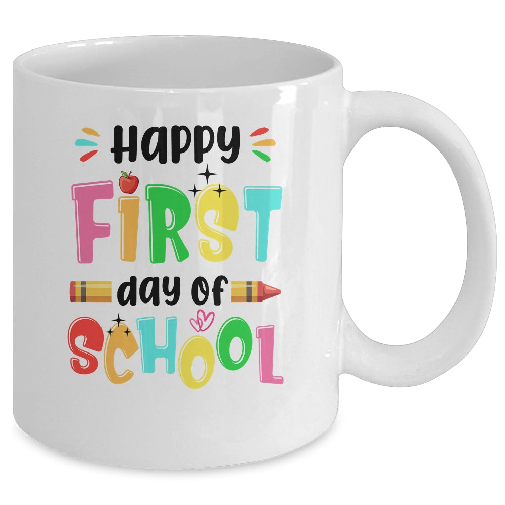 Happy First Day Of School Teacher Back To School Girls Boys Mug | teecentury