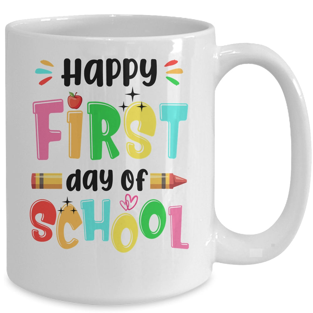 Happy First Day Of School Teacher Back To School Girls Boys Mug | teecentury