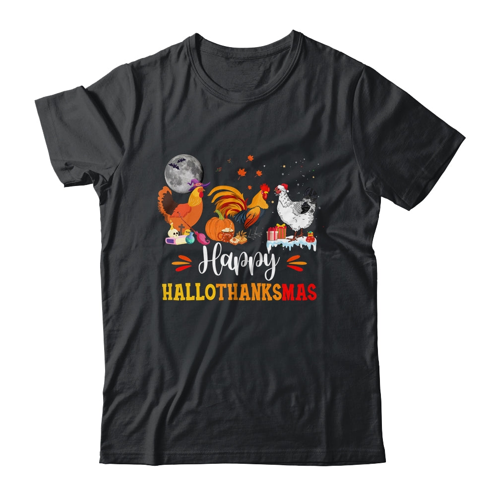 Happy Hallothanksmas Chicken Xmas Thanksgiving Halloween Shirt & Sweatshirt | teecentury