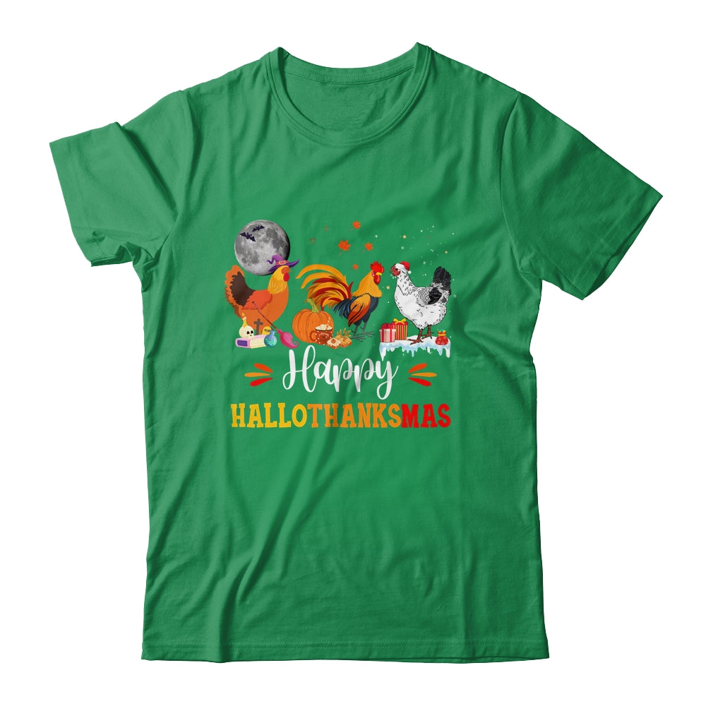 Happy Hallothanksmas Chicken Xmas Thanksgiving Halloween Shirt & Sweatshirt | teecentury
