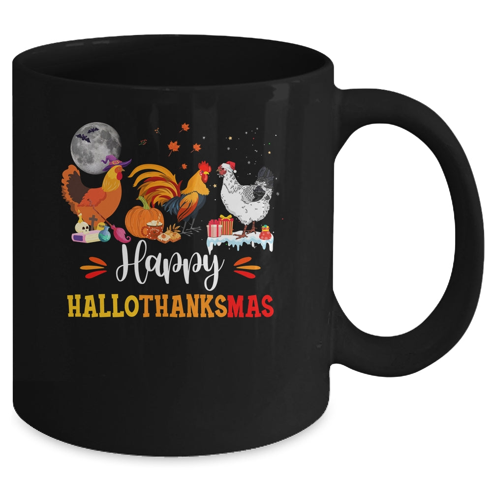 Happy Hallothanksmas Chicken Xmas Thanksgiving Halloween Mug | teecentury