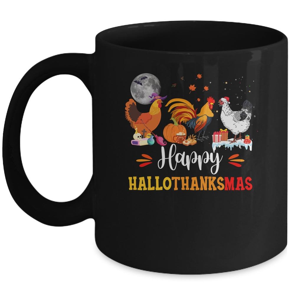 Happy Hallothanksmas Chicken Xmas Thanksgiving Halloween Mug | teecentury