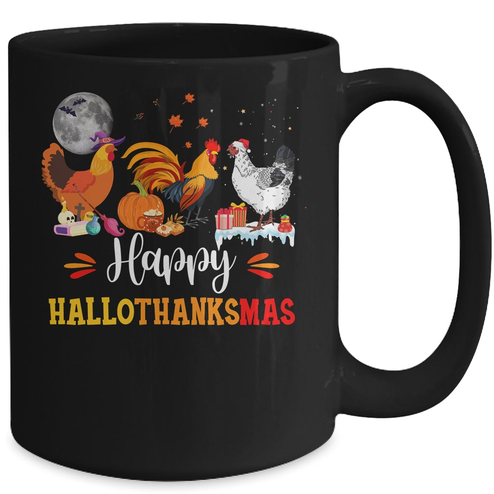 Happy Hallothanksmas Chicken Xmas Thanksgiving Halloween Mug | teecentury