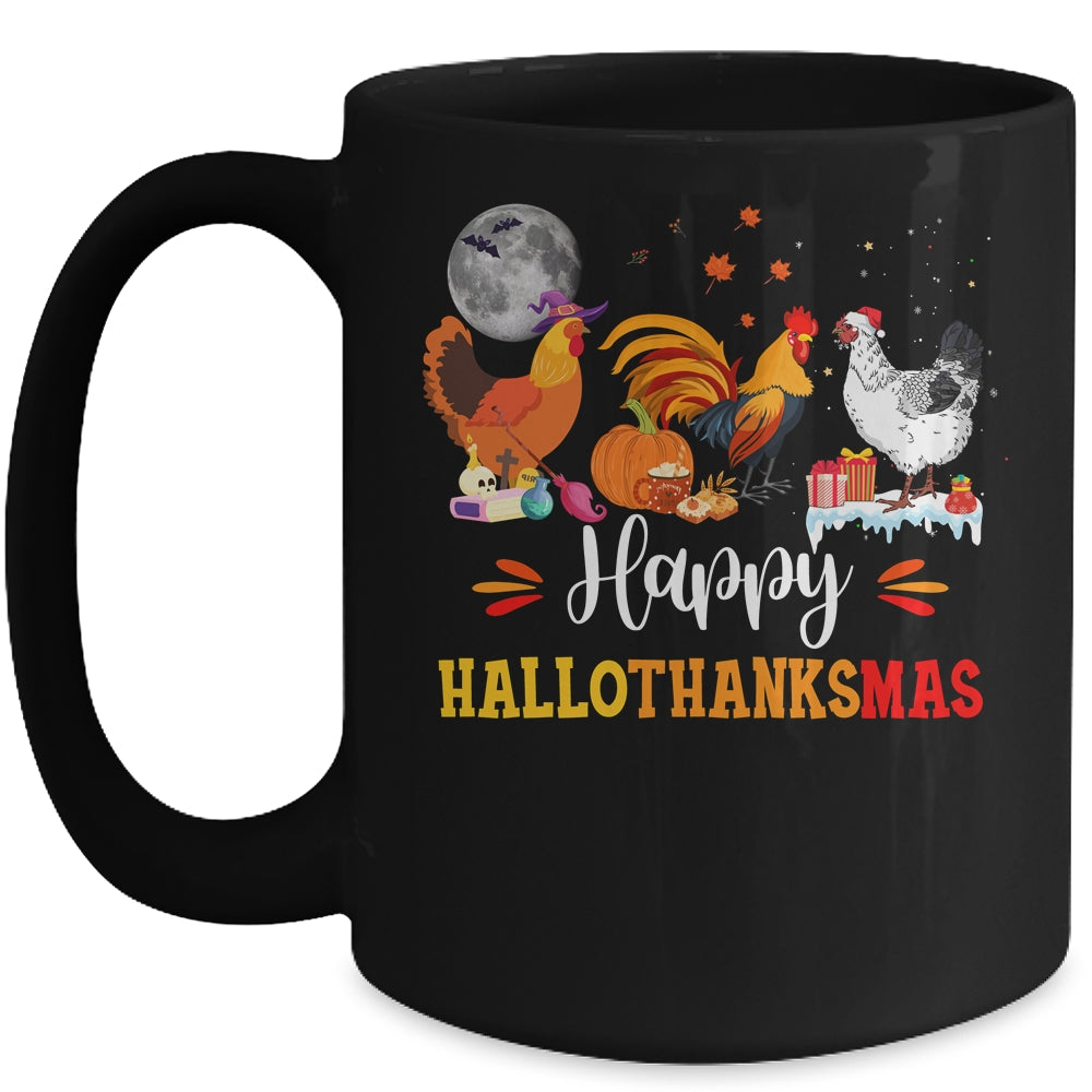 Happy Hallothanksmas Chicken Xmas Thanksgiving Halloween Mug | teecentury