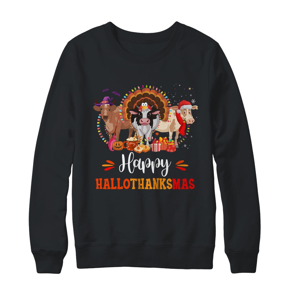 Happy Hallothanksmas Cow Turkey Halloween Thanksgiving Gifts T-Shirt & Sweatshirt | Teecentury.com