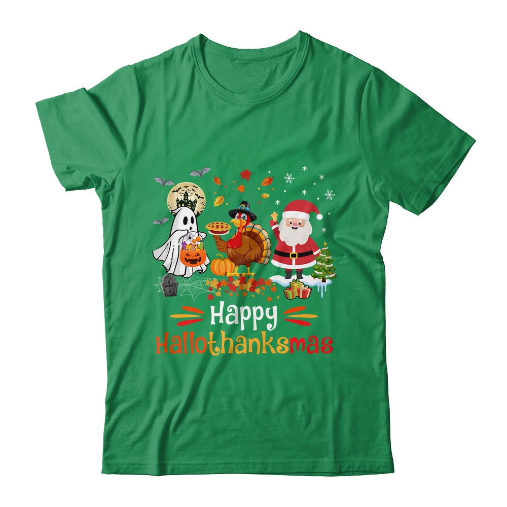 Happy Hallothanksmas Ghost Turkey Pumpkin Christmas Santa Shirt & Sweatshirt | teecentury