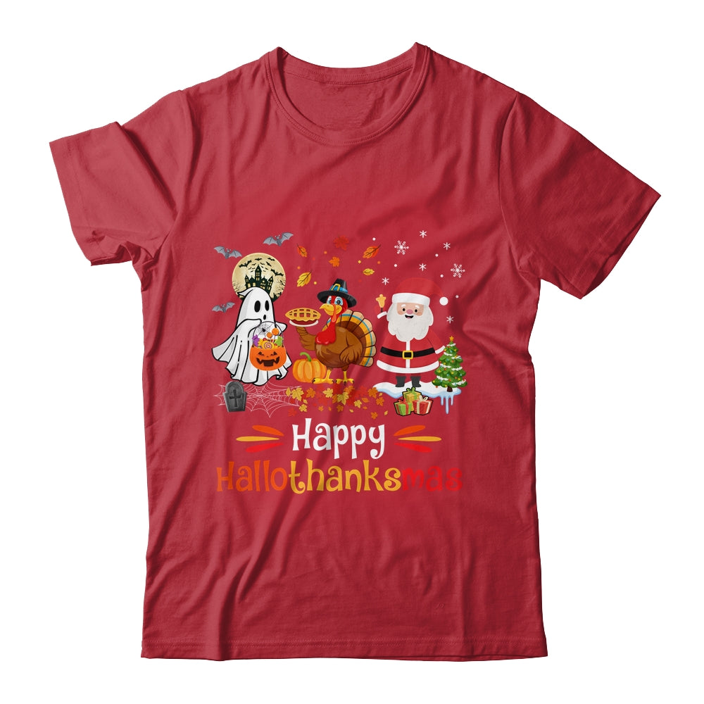 Happy Hallothanksmas Ghost Turkey Pumpkin Christmas Santa Shirt & Sweatshirt | teecentury