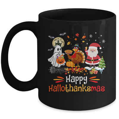 Happy Hallothanksmas Ghost Turkey Pumpkin Christmas Santa Mug | teecentury
