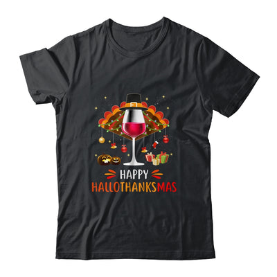 Happy Hallothanksmas Halloween Thanksgiving Wine Turkey T-Shirt & Tank Top | Teecentury.com