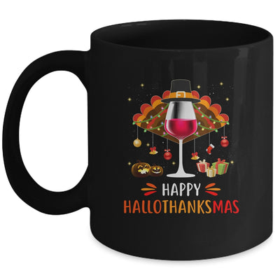 Happy Hallothanksmas Halloween Thanksgiving Wine Turkey Mug Coffee Mug | Teecentury.com