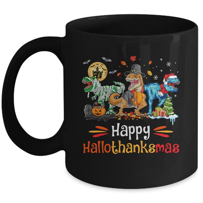 Happy Hallothanksmas T Rex Dinosaur Halloween Christmas Mug | teecentury
