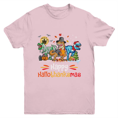 Happy Hallothanksmas T Rex Dinosaur Halloween Christmas Youth Shirt | teecentury