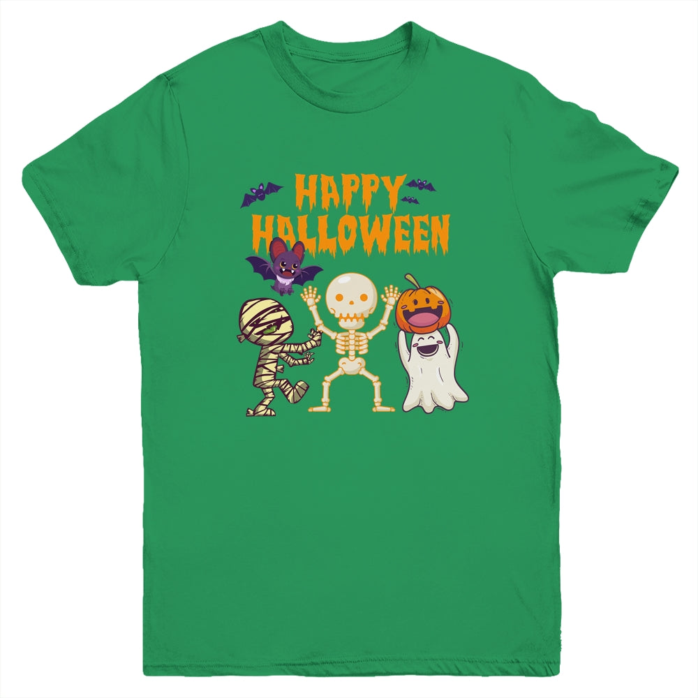 Happy Halloween Skeleton Pumpkin Ghost Cute Kids Boys Girls Youth Youth Shirt | Teecentury.com