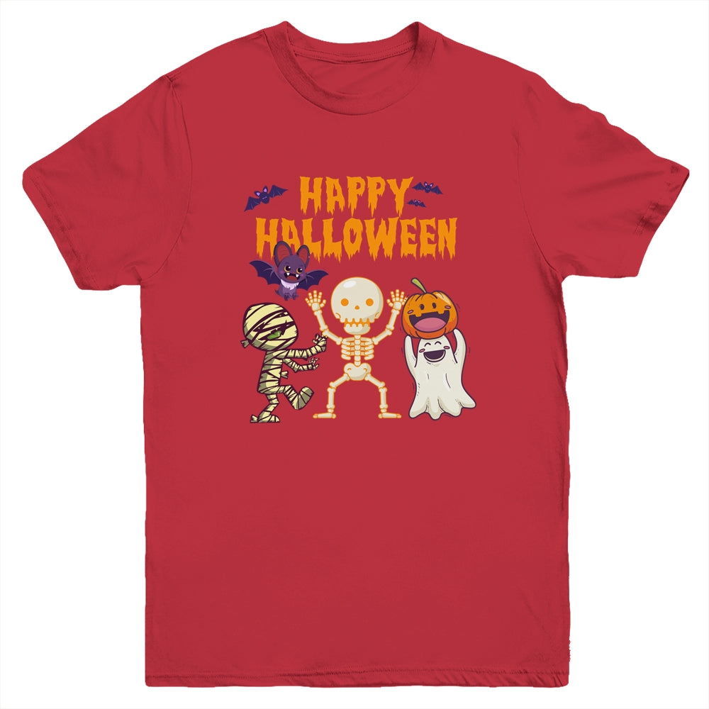 Happy Halloween Skeleton Pumpkin Ghost Cute Kids Boys Girls Youth Youth Shirt | Teecentury.com