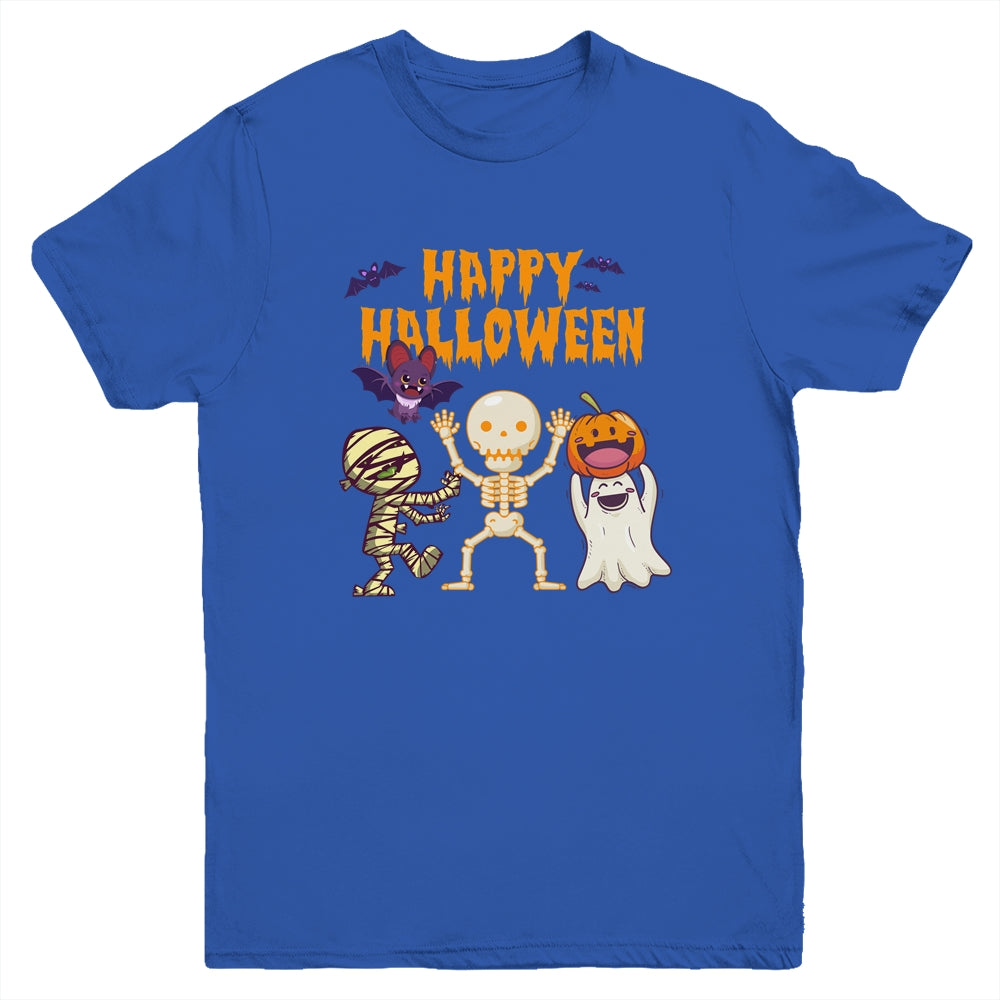 Happy Halloween Skeleton Pumpkin Ghost Cute Kids Boys Girls Youth Youth Shirt | Teecentury.com
