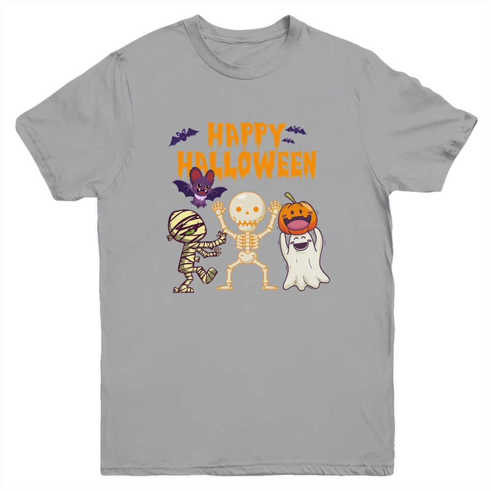Happy Halloween Skeleton Pumpkin Ghost Cute Kids Boys Girls Youth Youth Shirt | Teecentury.com