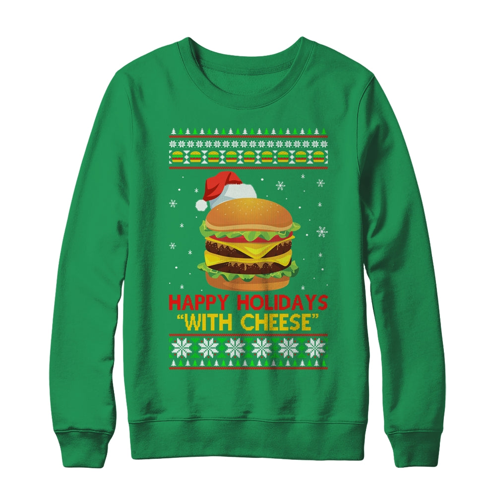 Happy Holidays With Cheese Christmas Cheeseburger Gift T-Shirt & Sweatshirt | Teecentury.com
