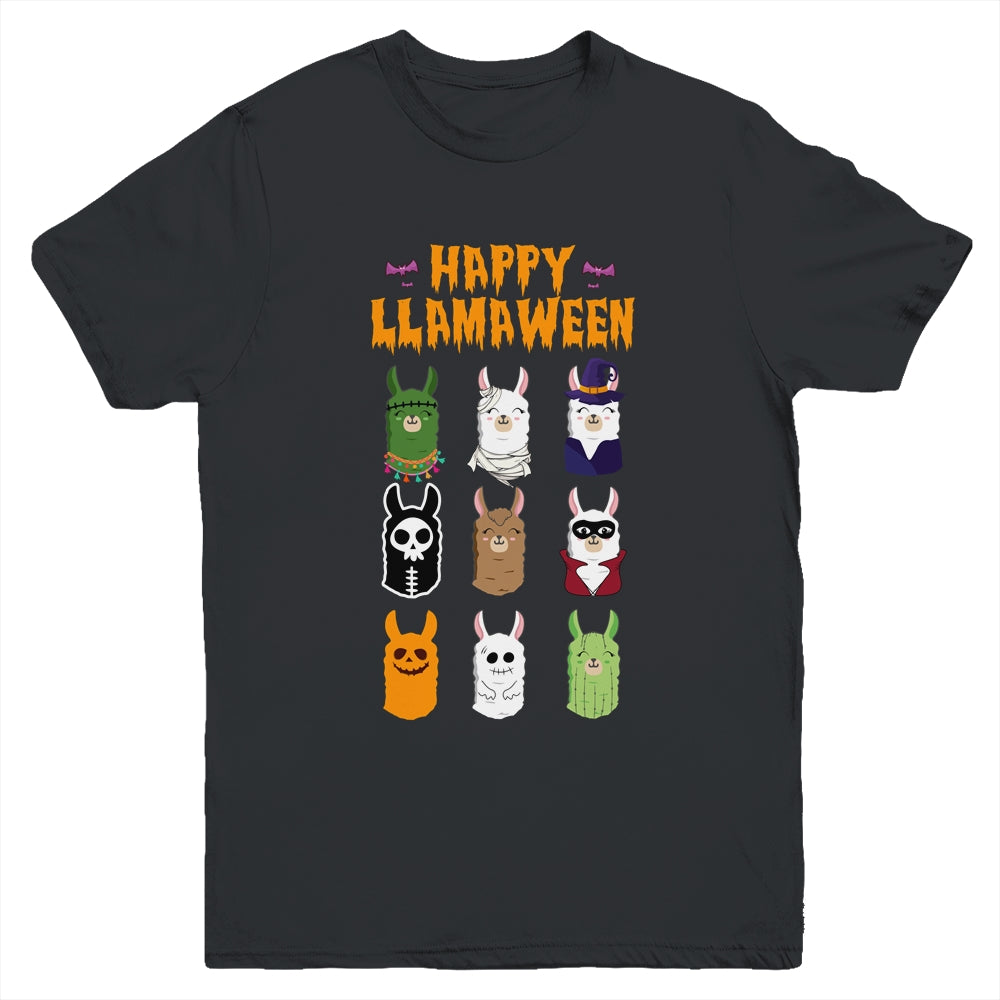 Happy Llamaween Halloween Llama Funny Girl Boy Kids Youth Youth Shirt | Teecentury.com