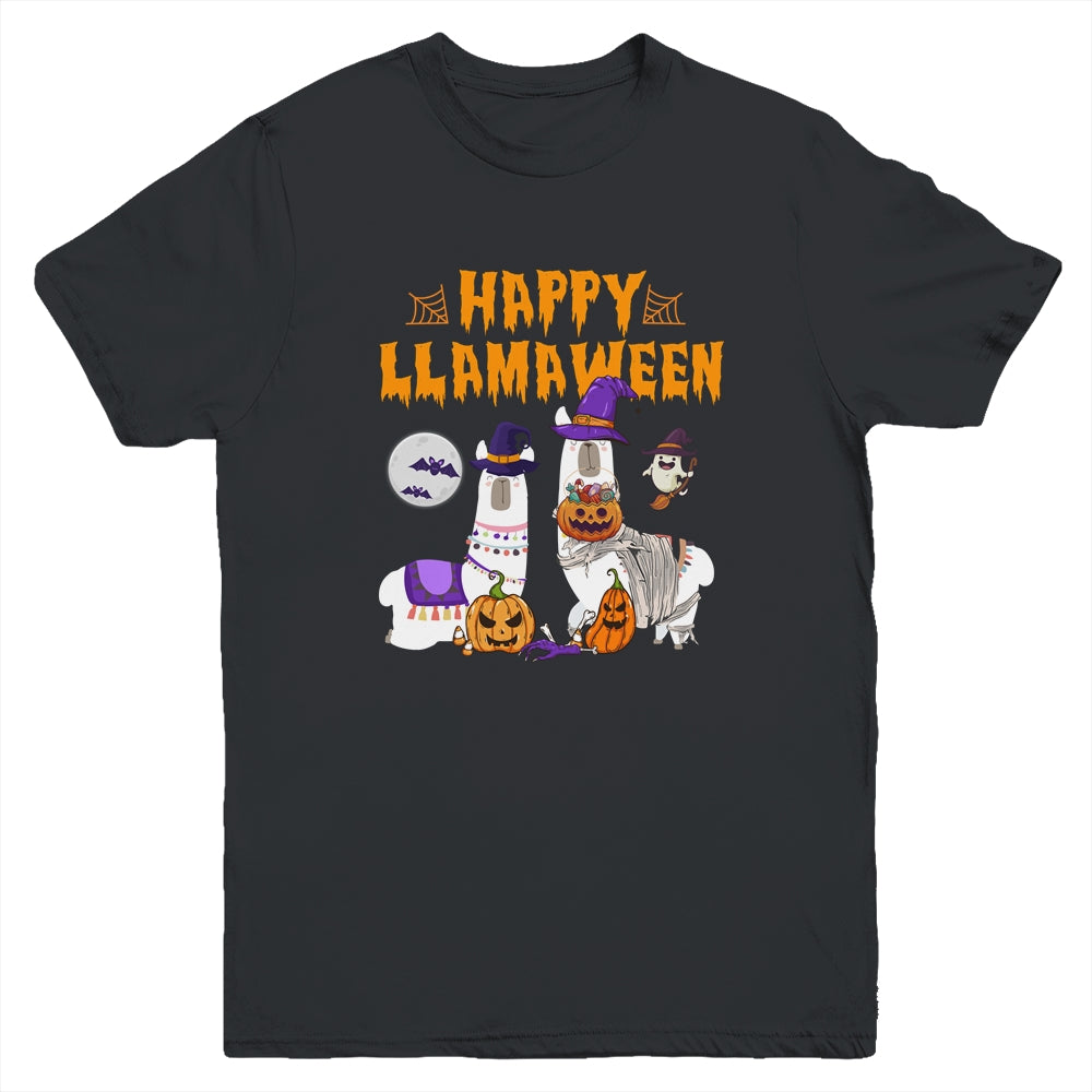 Happy Llamaween Llama Halloween Costume Kids Boys Girls Gift Youth Youth Shirt | Teecentury.com