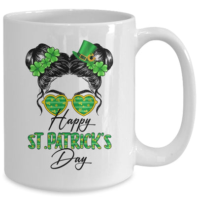 Happy Saint Patricks Day Messy Bun Hair Saint Paddys Girls Mug | teecentury