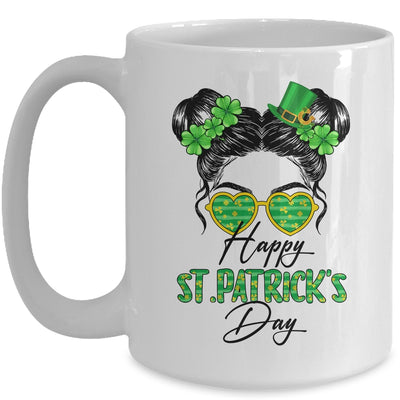 Happy Saint Patricks Day Messy Bun Hair Saint Paddys Girls Mug | teecentury