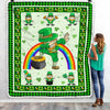 Happy St. Patrick's Day Lucky Clover Shamrock Irish Dabbing Leprechauns Fleece Blanket Blanket | Teecentury.com