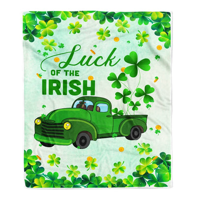 Happy Saint Patrick Day Luck of Irish Green Truck Fleece Blanket Blanket | Teecentury.com