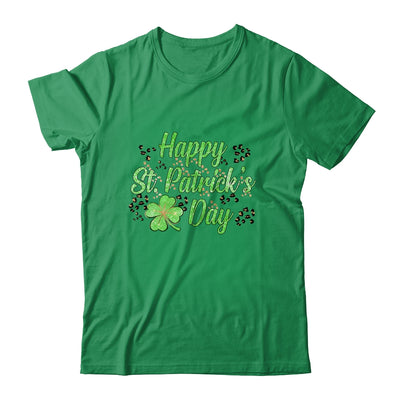 Happy St Patricks Day Leopard Four Leaf Cover T-Shirt & Hoodie | Teecentury.com
