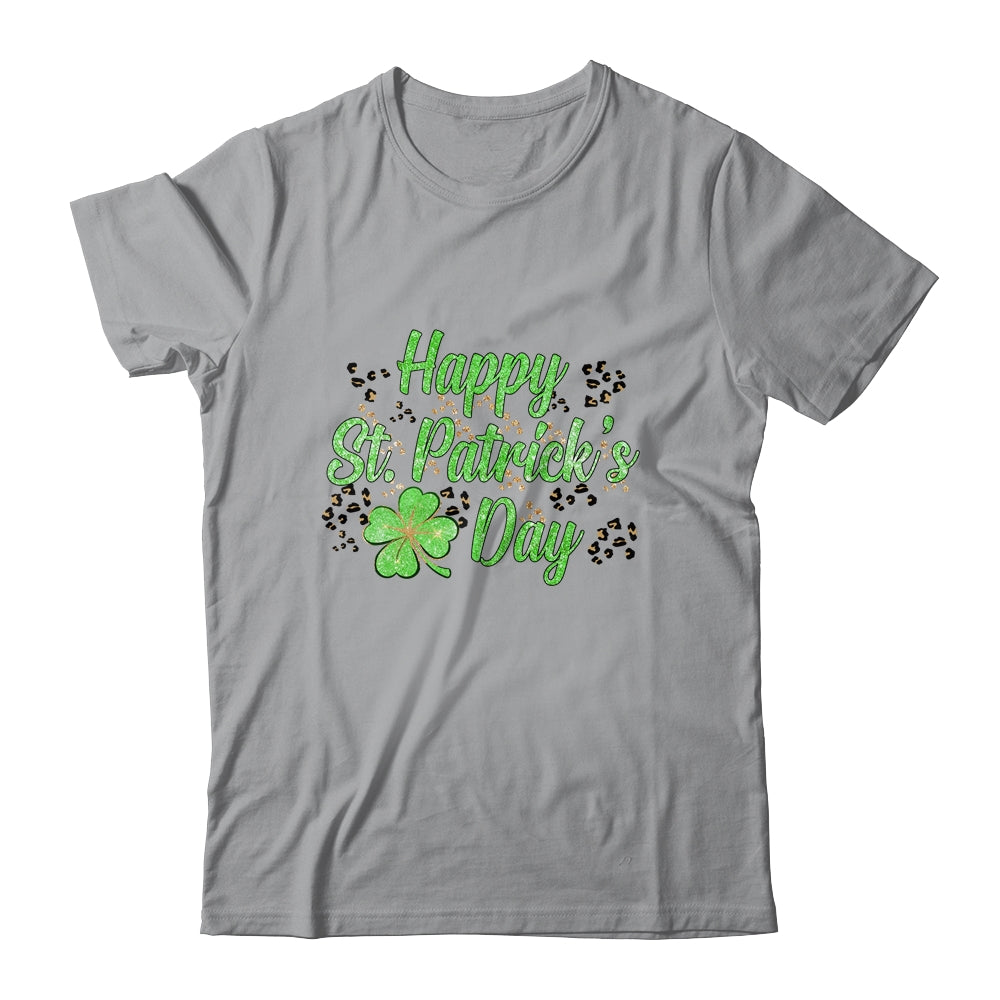 Happy St Patricks Day Leopard Four Leaf Cover T-Shirt & Hoodie | Teecentury.com