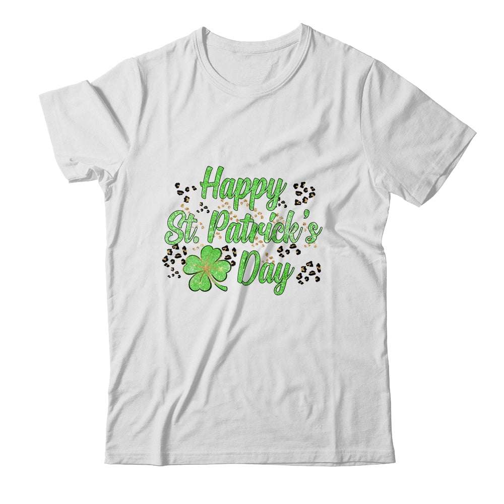 Happy St Patricks Day Leopard Four Leaf Cover T-Shirt & Hoodie | Teecentury.com
