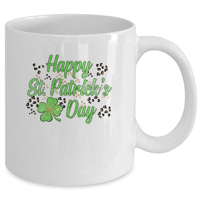 Happy St Patricks Day Leopard Four Leaf Cover Mug Coffee Mug | Teecentury.com