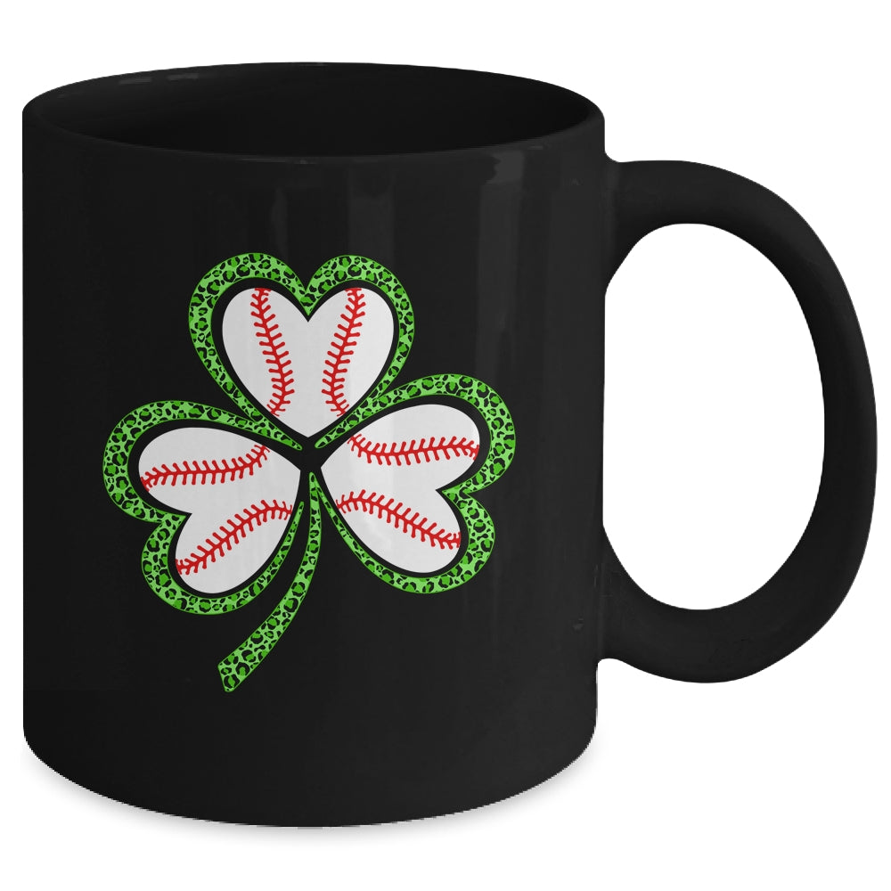 Happy St Patricks Day Shamrock Baseball Heart Men Boys Mug | teecentury