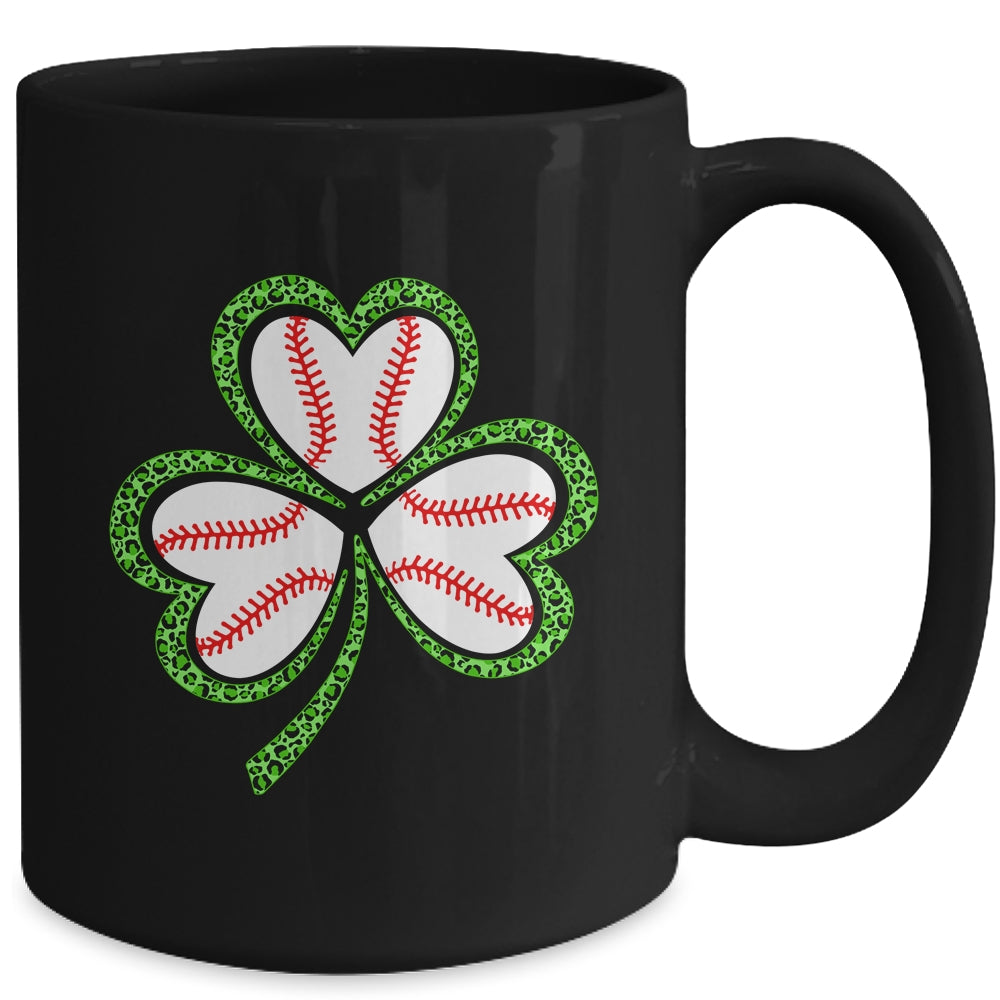 Happy St Patricks Day Shamrock Baseball Heart Men Boys Mug | teecentury
