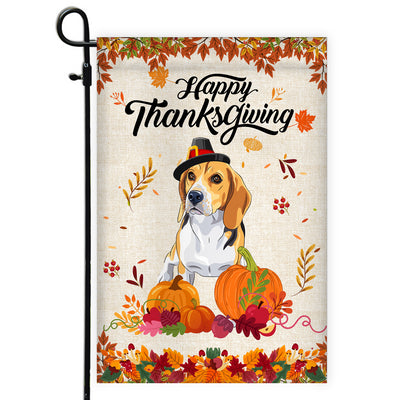 Happy Thanksgiving Funny Beagle Flag Fall Pumpkin Farmhouse Autumn Thanksgiving Flag | Teecentury.com