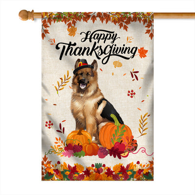 Happy Thanksgiving Funny German Shepherd Flag Fall Pumpkin Farmhouse Autumn Thanksgiving Flag | Teecentury.com