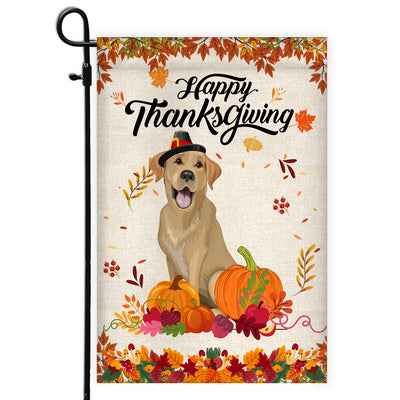 Happy Thanksgiving Funny Labrador Flag Fall Pumpkin Farmhouse Autumn Thanksgiving Flag | Teecentury.com