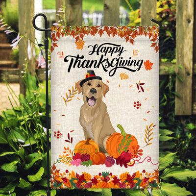 Happy Thanksgiving Funny Labrador Flag Fall Pumpkin Farmhouse Autumn Thanksgiving Flag | Teecentury.com