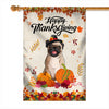 Happy Thanksgiving Funny Pug Flag Fall Pumpkin Farmhouse Autumn Thanksgiving Flag | Teecentury.com