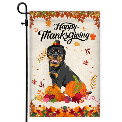 Happy Thanksgiving Funny Rottweiler Flag Fall Pumpkin Farmhouse Autumn Thanksgiving Flag | Teecentury.com