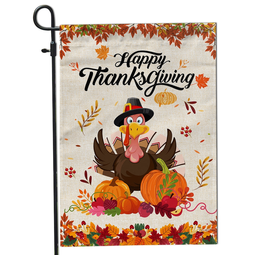 Happy Thanksgiving Funny Turkey Flag Fall Pumpkin Farmhouse Autumn