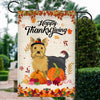 Happy Thanksgiving Funny Yorkie Flag Fall Pumpkin Farmhouse Autumn Thanksgiving Flag | Teecentury.com