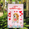 Happy Valentine's Day Beagle Flag Dogs Funny Beagle Heart Balloon Flag | Teecentury.com