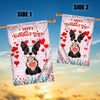 Happy Valentine's Day Boston Terrier Flag Dogs Funny Boston Terrier Heart Balloon Flag | Teecentury.com