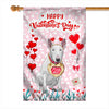 Happy Valentine's Day Bull Terrier Flag Dogs Funny Bull Terrier Heart Balloon Flag | Teecentury.com