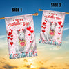 Happy Valentine's Day Bull Terrier Flag Dogs Funny Bull Terrier Heart Balloon Flag | Teecentury.com
