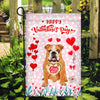 Happy Valentine's Day Bulldog Flag Dogs Funny Bulldog Heart Balloon Flag | Teecentury.com